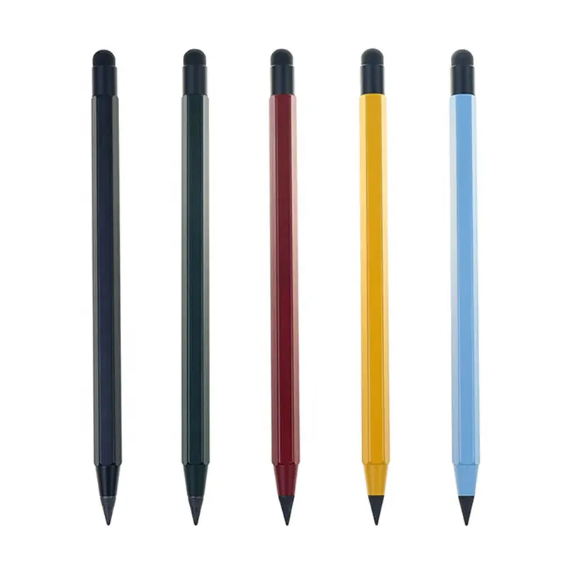 BECOL New Design Multifunction Forever Endless Graphite Pencils Colorful No Need Sharpened Metal Eternal Pencil with Stylus