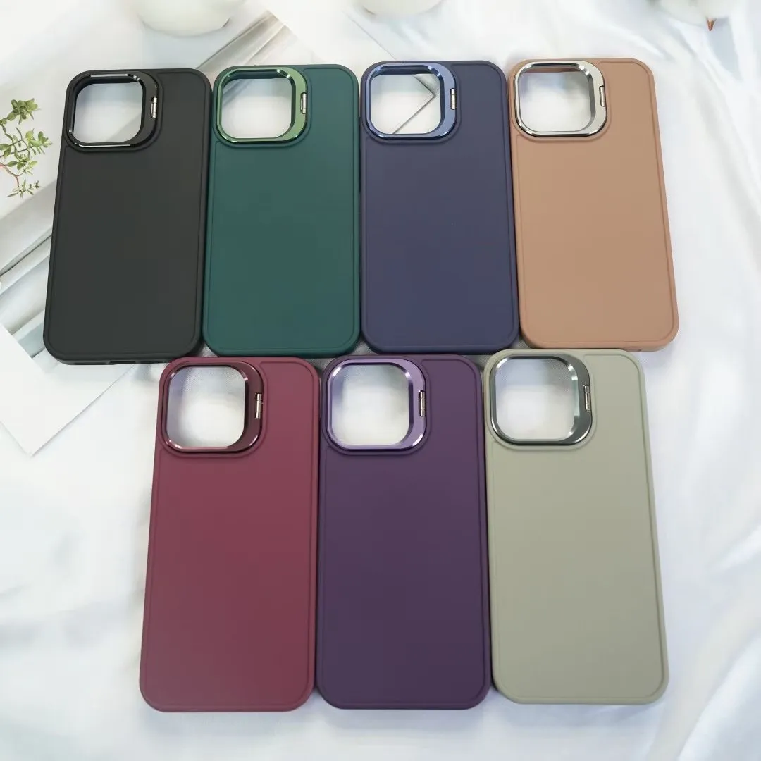 Solid Color Lens Mount Cell Phone Case for iPhone 2531