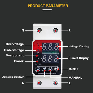 New Model 220V Power Supply 63A 40A Din Rail Single Phase Current Adjustable Digital <strong>Voltage</strong> Protector - Product Image 3