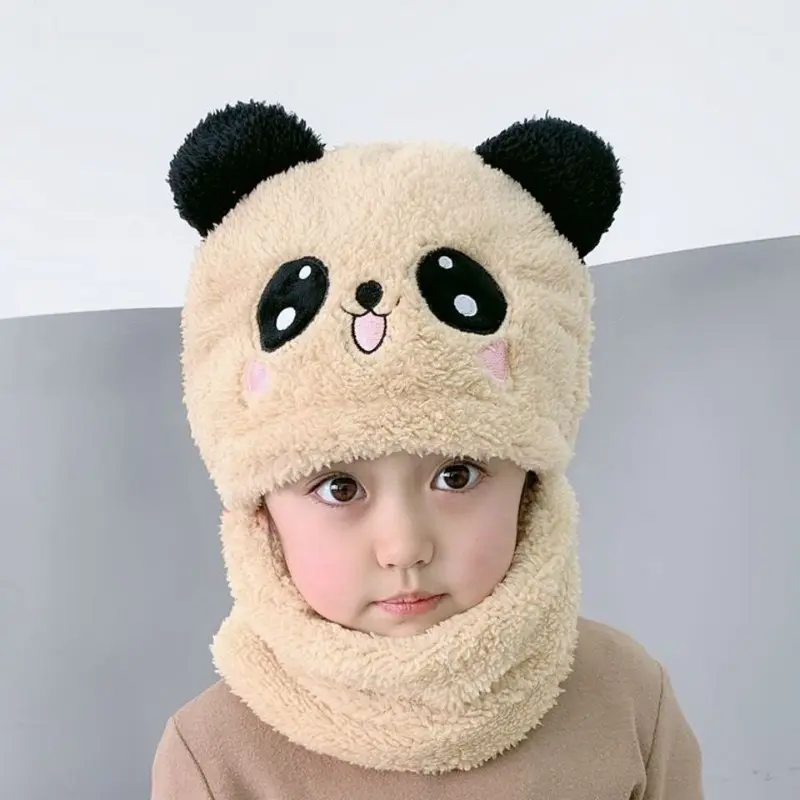 Autunno inverno carino bambini cartone animato sciarpa cappello due pezzi doppio pile calore ragazzo ragazza bambino adulto genitore-figlio bambino cappello