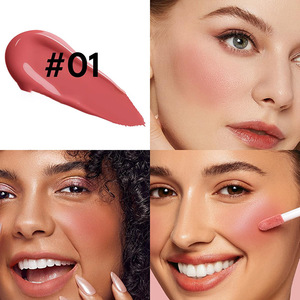 Yeni varış hiçbir Logo zulüm ücretsiz pembe göz farı dudaklar yanaklar tonu krem Blushes makyaj SPF sıvı allık ile özel Logo fırça - Product Image 5