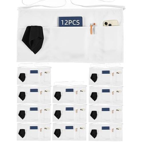 Lot de 12 tabliers de serveuse pour femmes, blanc