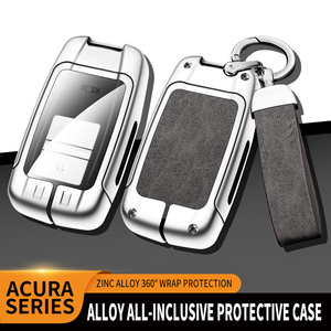 ACURA RLX RDX MDX ILXTLXカスタムカーロゴキーホルダーアクセサリー用卸売亜鉛合金レザーカーキーカバーケースシェル - Product Image 2
