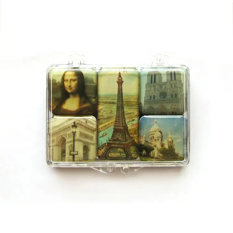 Souvenir Magnet Kulkas Epoksi Fleksibel Magnet Paris Barang Promosi Hadiah Indah Epoxy Magnet Set Transparan