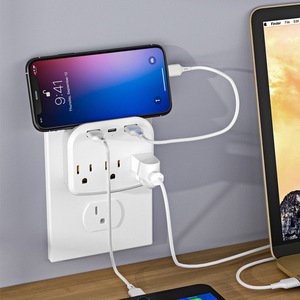 Multi <strong>Plug</strong> Outlet Extender With 6 Electrical Socket Extender Adapter Wall Socket Outlet With 4USB Ports - Product Image 5