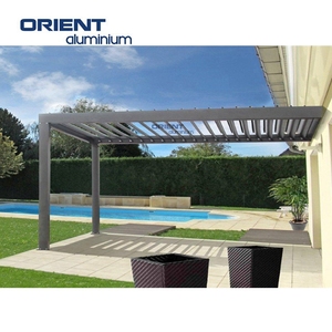 อลูมิเนียมวิลล่า Pergola กันสาดพับเก็บได้ Louvre หลังคา Patio Pergola หรูหรา Pergola กันน้ํา Louvre พร้อมหน้าจอความเป็นส่วนตัว - Product Image 3