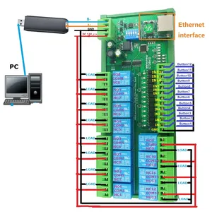 Módulo de interruptor de relé 2 en 1 12 DIO Ethernet/RS485 Modbus RTU controlador de red TCP/IP placa de expansión PLC