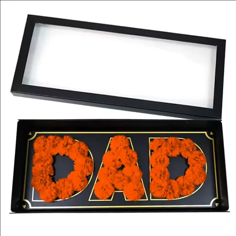 Fillable Chocolate Sweet Packaging Cardboard Letter DAD Shaped Gift Box For Flower Father's Day Gift Packaging