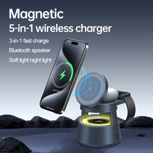 Apple cep telefonu kulaklık için manyetik 5-In-1 kablosuz şarj İzle mavi diş ses gece lambası çok fonksiyonlu kablosuz şarj - Product Image 3