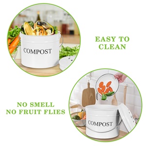 Kapak ve kolu ile Metal kompost Bin mutfak zanaat oturma kompostlama Bin gıda atık Composter Bin Cycler kova filtre ile - Product Image 4