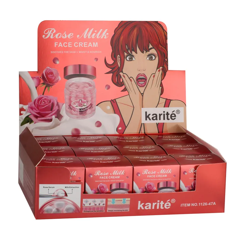 Karite-crema blanqueadora facial hidratante, loción facial de rosas de marca privada, buen precio