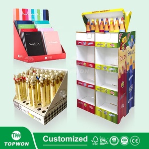 Estante de exhibición de libros, estante de cartón personalizado para tienda al por menor, con gancho de papel de papelería