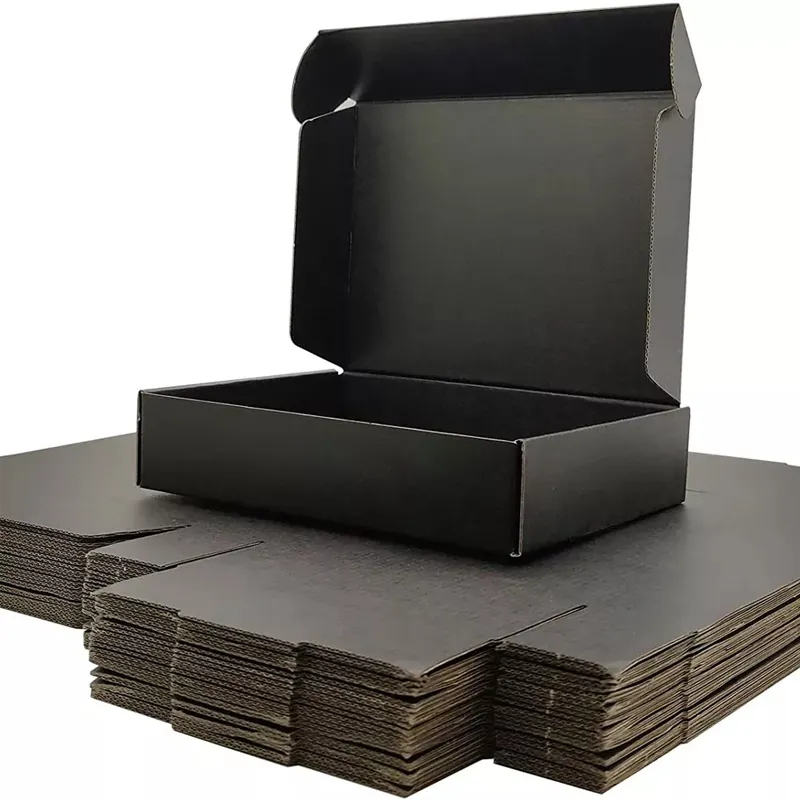 Cajas de cartón corrugadas pequeñas personalizadas, embalaje negro, envío