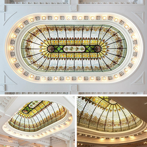 กระจกสีทิฟฟานี่ Atrium Skylight ตกแต่งมือตัดเหนือศีรษะเรียงรายด้วยตะกั่วโดมกระจกสีแฮนด์เมดโดมกระจกสี - Product Image 2