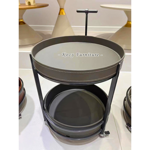 モダンデザインタイプセンターコーヒーテーブルキッチンラウンドレザーソファサイドテーブル - Product Image 5