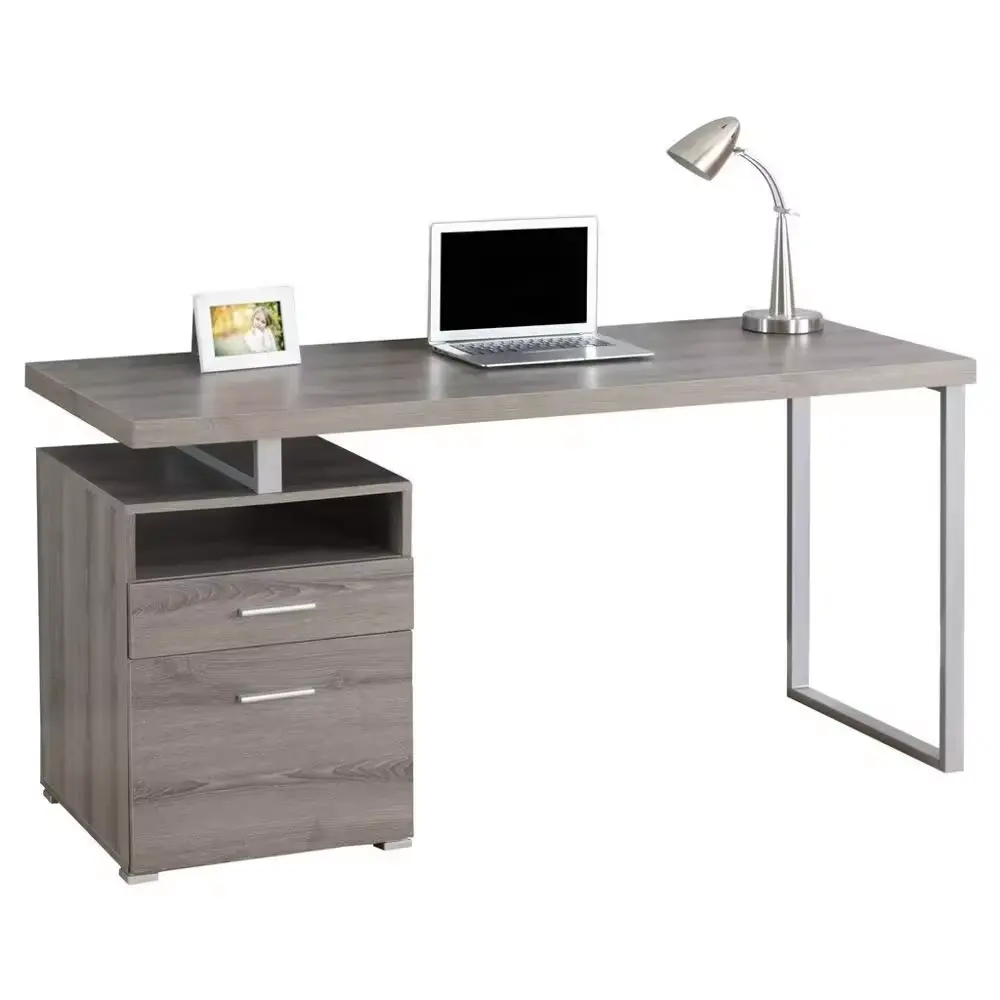 Mesa de esquina de estudio de PC de madera barata para oficina en casa con cajón de archivo profundo grande de 2 capas, escritorio de ordenador