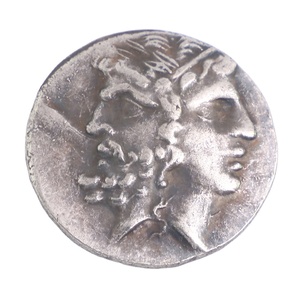 Antik hatıra yunan gümüş iki yüz sikke Janiform kafa Zeus ve Hera sikke - Product Image 1