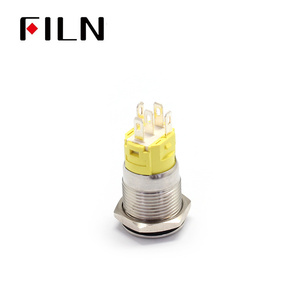 FILN 16mm 220v 1 no1nc interruttore a pulsante testa piatta per autoveicoli con simbolo personalizzato funzione di chiusura momentanea - Product Image 4