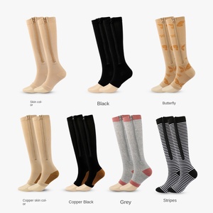 Amazon atlet tarzı sıkıştırma örme elastik Venous çorap fermuar ile yüksek ekip bahar sezonu için spor tarzı - Product Image 4