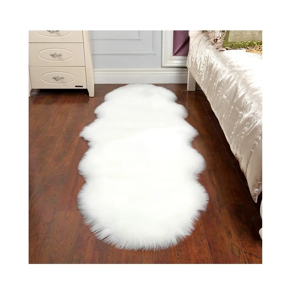 Vente en gros de tapis de canapé, nouveau design, morden, style uni, tapis en fausse fourrure, shaggy, tapis blanc