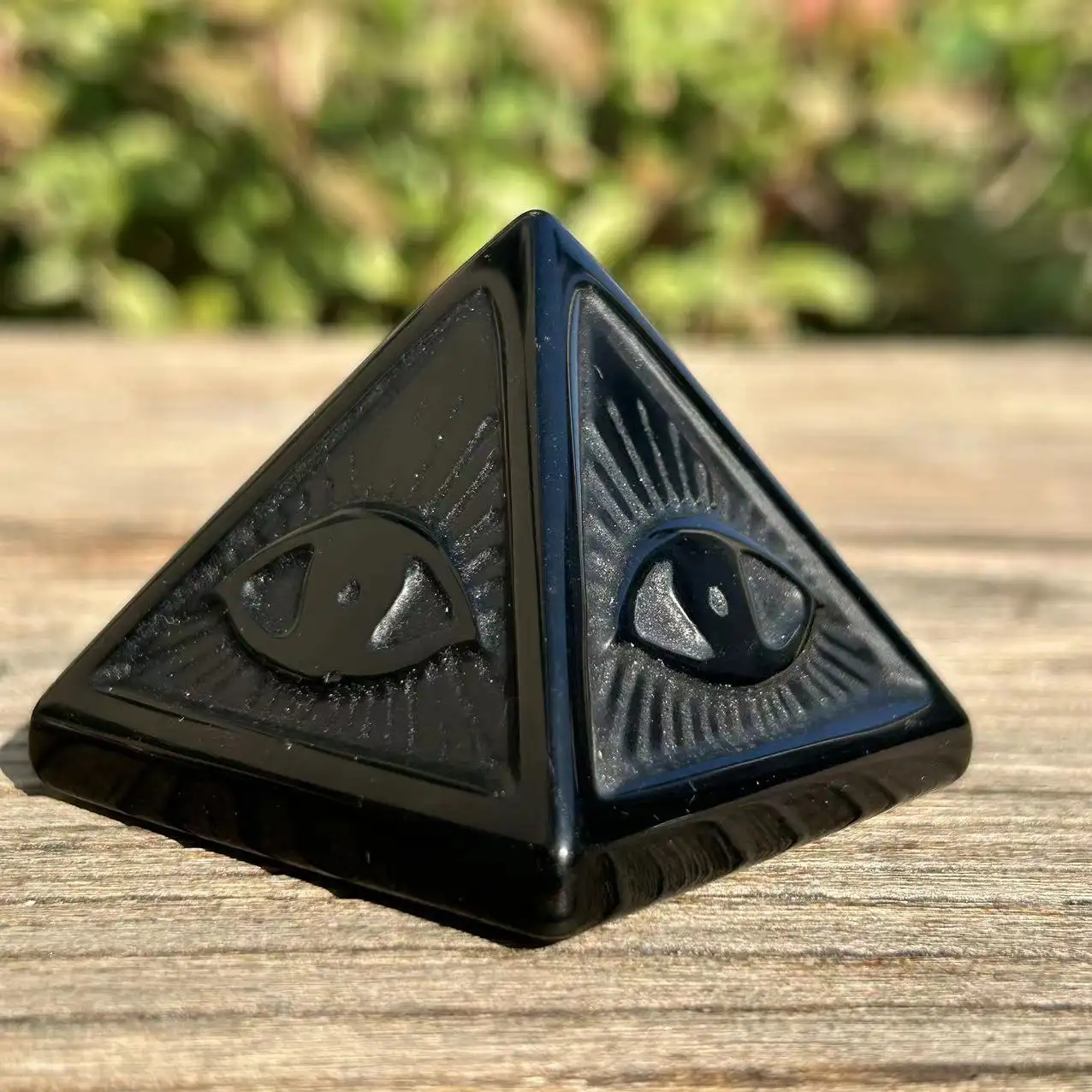 Natürliches schwarzes Obsidian-Auge der Teufels pyramide Kristall-Reiki-Heilung für Geschenk-Fengshui-Dekor