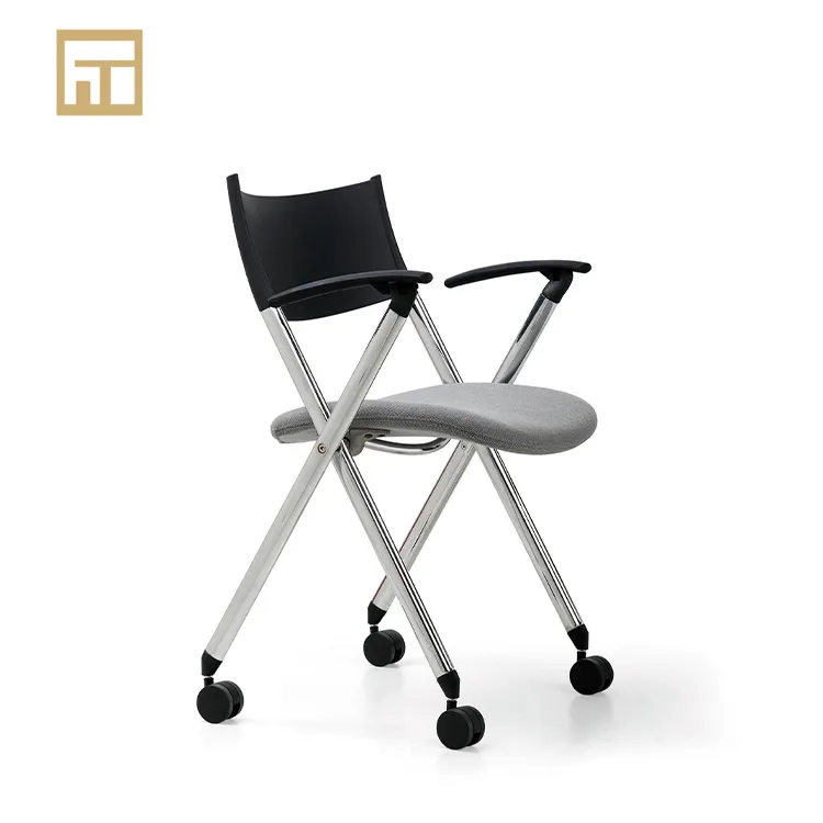 2021 melhores cadeiras dobráveis de escritório com braços com rodas cadeira de treinamento de alta qualidade pp atacado