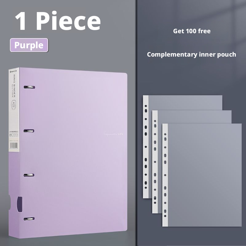 Dossier violet 4 trous avec 100 sachets à feuilles mobiles