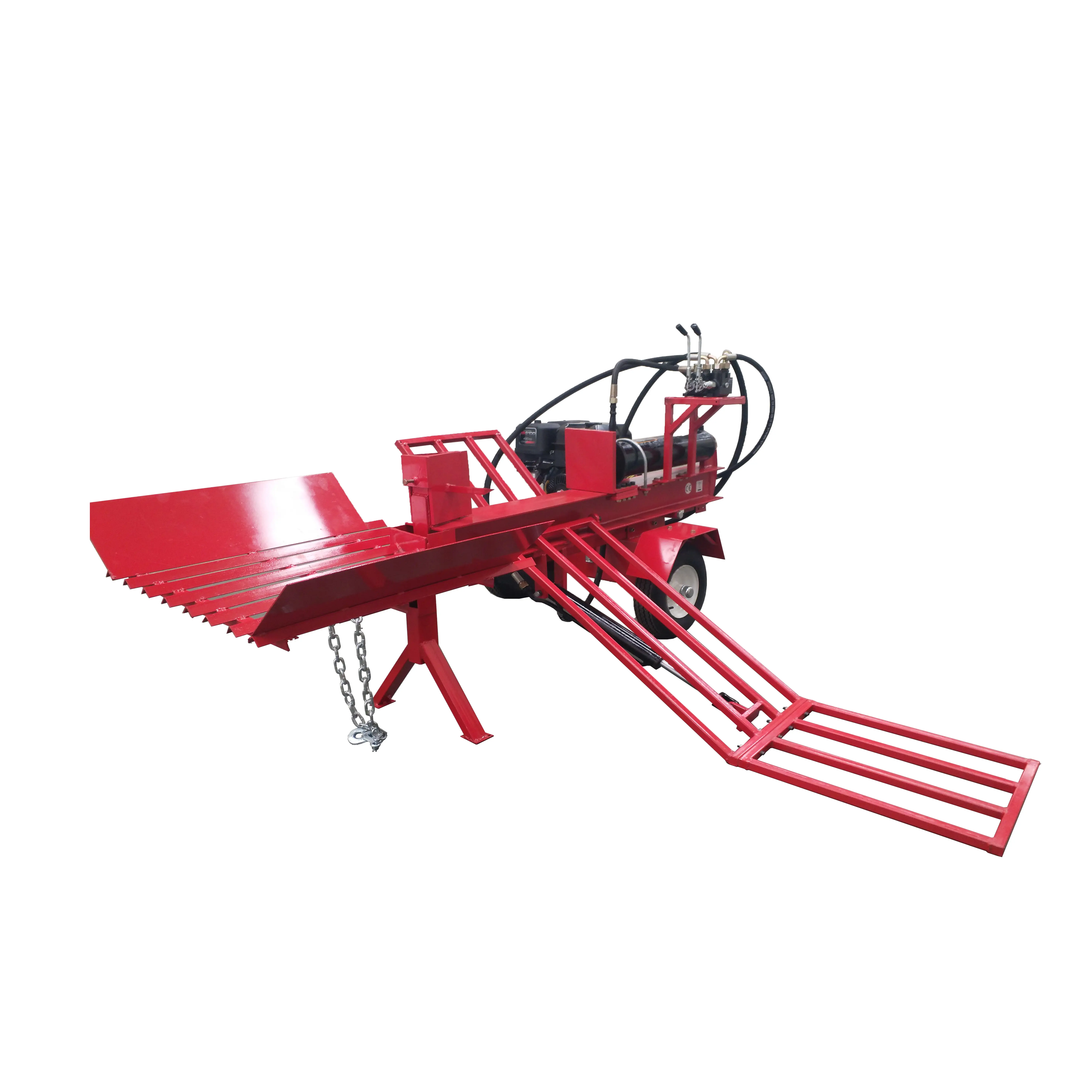 Forestry Machinery 50T Gasoline Wood Cutting Splitter Machine with Log Lift
