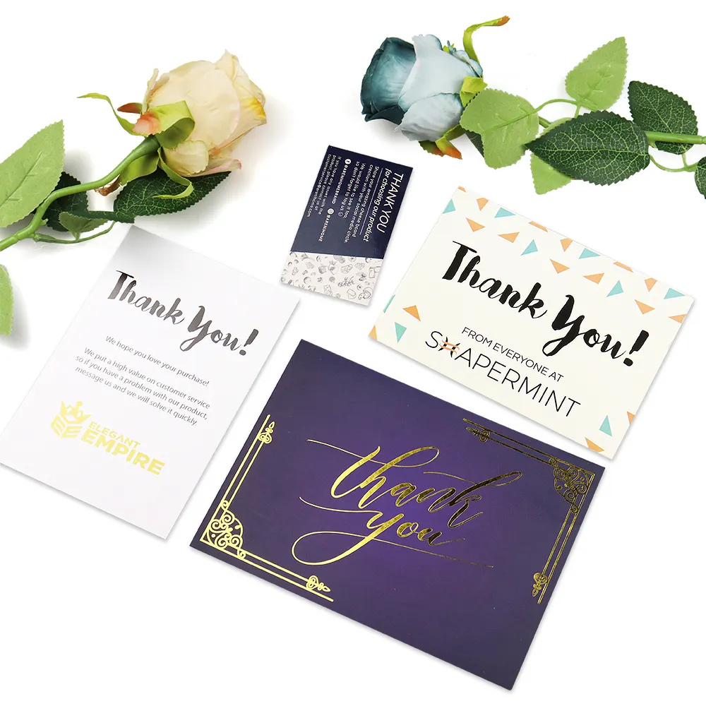 Carte de remerciement de luxe pour les petites entreprises cartes de remerciement personnalisées avec Logo et enveloppe
