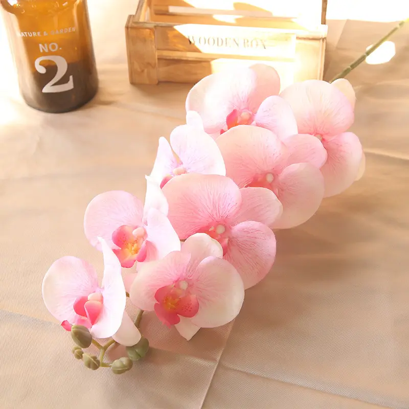 Artificial Decorative Silk Orchids 9 Heads Artificial Orchid Phalaenopsis for Wedding Event Decoration Flower