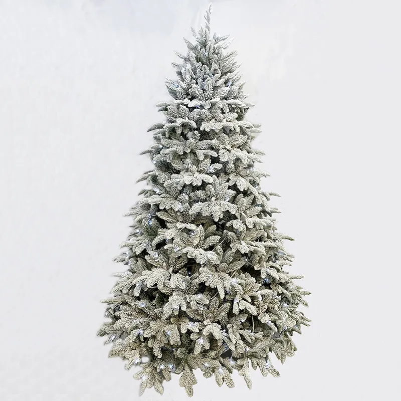 Sıcak satış özelleştirilmiş beyaz ağır kar akın noel ağacı soğuk beyaz Led ışıkları ile noel günü