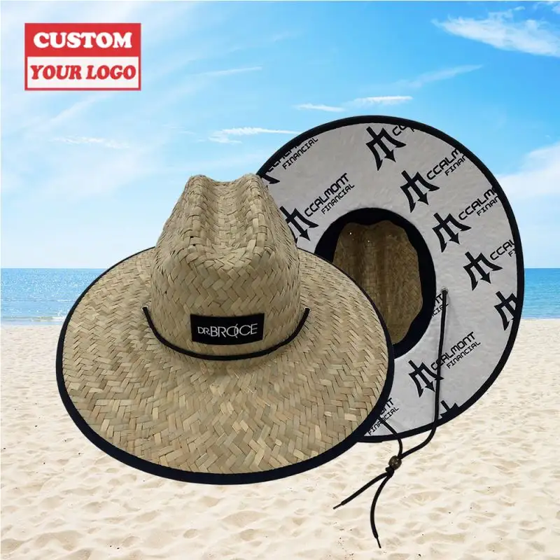 Sombrero de paja de ala ancha personalizado al por mayor para verano, playa, papel flexible para mujer, logotipo, señoras, sombreros de sol, parte superior plana