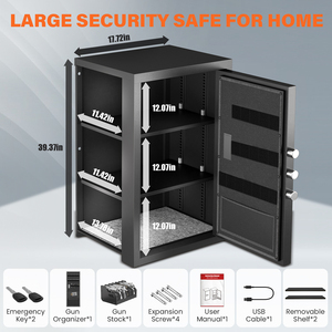 Archivos de oficina seguros de acero con llave Código electrónico de gran espacio Caja DE SEGURIDAD Hogar - Product Image 3