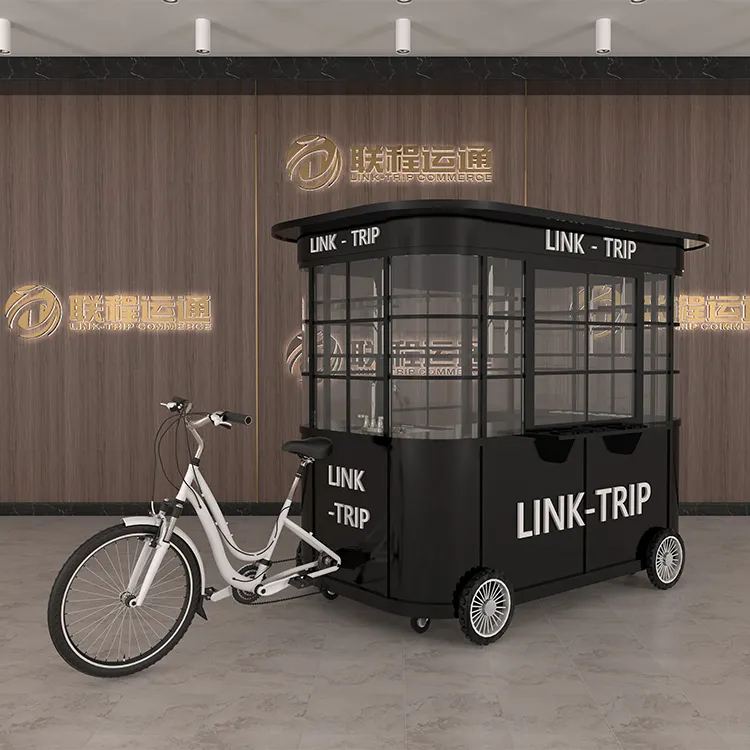 Carrito de comida móvil de 3 ruedas para cocina, carrito de comida de lujo para exteriores, de China, con remolque de acero
