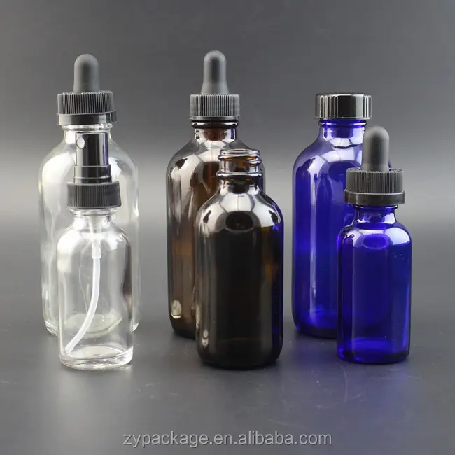 Gotero de cristal redondo boston, botellas de aceite esencial, transparente, azul, ámbar, verde, 15ml, 30ml, 60ml, 120ml, 1oz, 2oz, 4oz, 8oz, 16oz