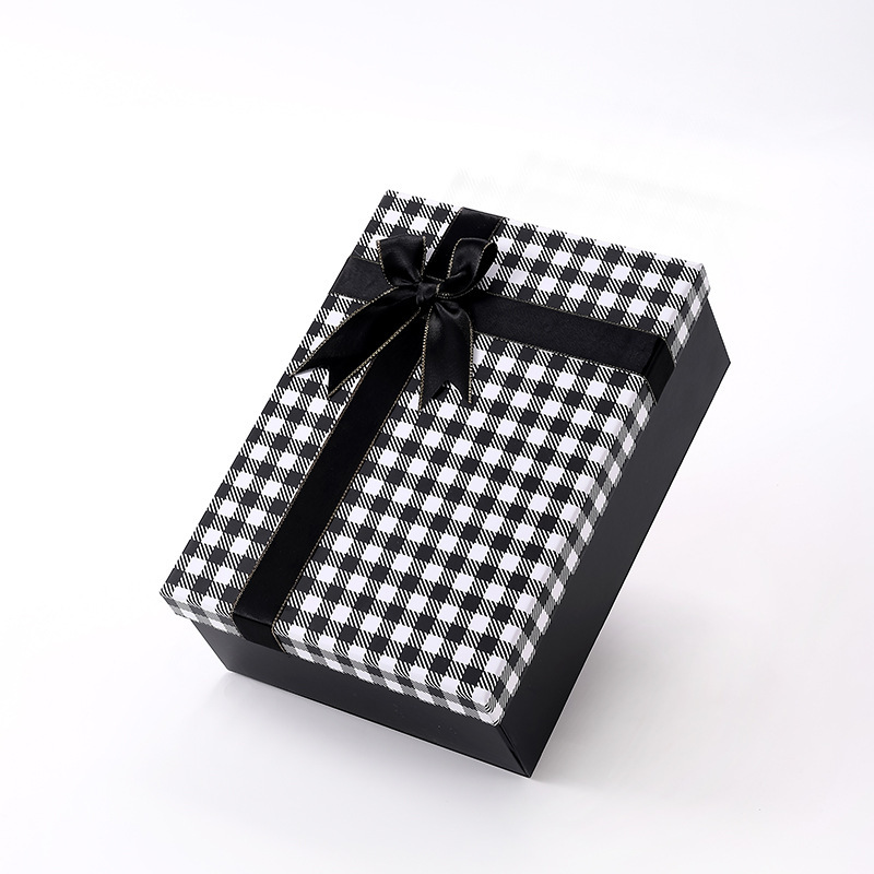 12 Black Grid Foldable Two-Piece Base & Lid Box