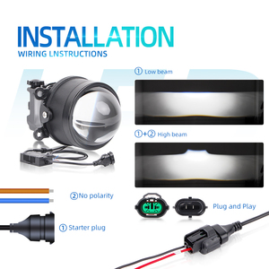 3 inç evrensel sürüm araba led farlar sis farları 80W yüksek güç beyaz ışık 12V 3.0 bi led projektör sis farları lens