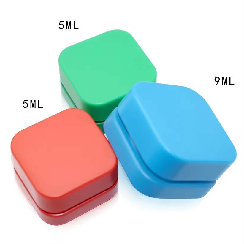 Mini Cosmetische Container 5Ml 7Ml 9Ml Jar Vierkante Kubus Glazen Pot Food Grade Voor Extract Concentraat Wax kind Weerstand Deksel