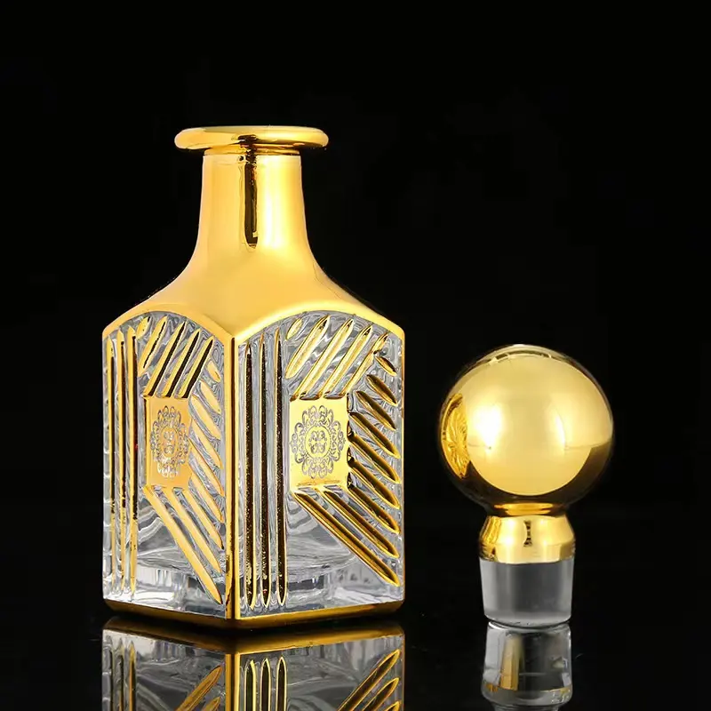 CJ-Luxo 150ML Garrafa De Vidro De Alta Qualidade UV Ouro Impresso Decorativo Vazio Óleo Essencial Oud Perfume Garrafa Do Vintage