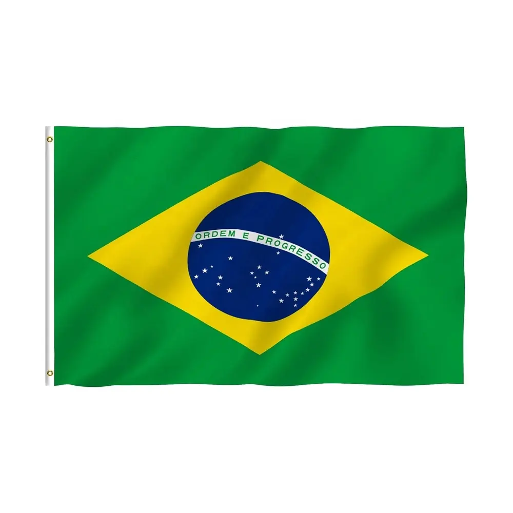 Bandeiras promocionais bandeiras dos países bandeiras resistentes ao desbotamento bandeira do Brasil 3x5 pés de poliéster grosso bandeiras brasileiras