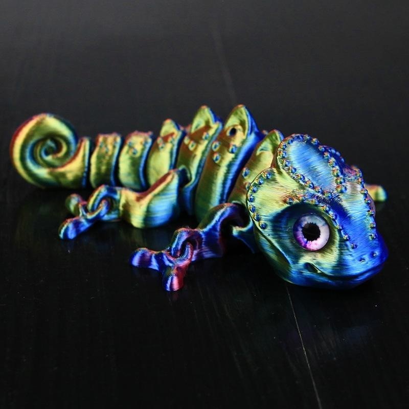 Camaleón azul oro rojo 13,5cm