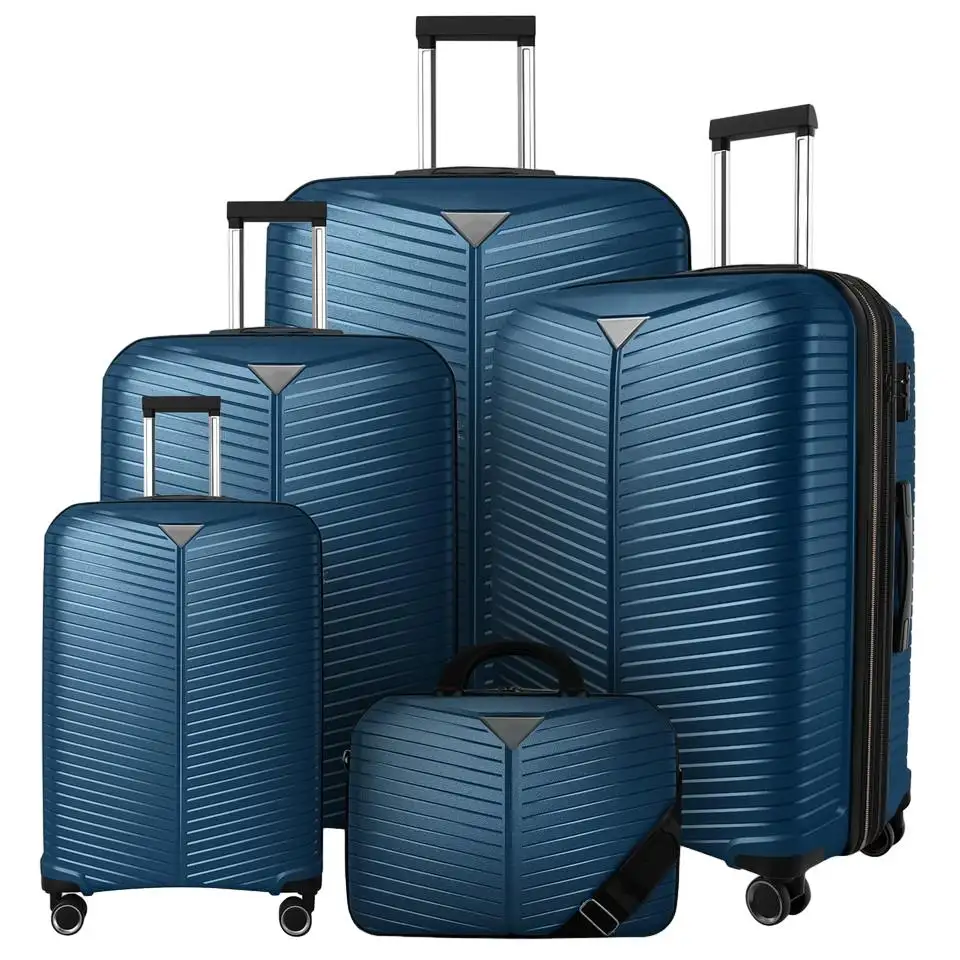 荷物セット5ピース、拡張可能 (24 "& 28" のみ) スピナーホイール付きPPスーツケース、耐久性のある荷物セットクリアランスキャリーオンラゲッジ