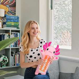 Dễ thương màu hồng kỳ nhông sang trọng búp bê USB nóng nhiệt gối đầu giường đồng hành dệt kim Polyester đọc giường phần còn lại gối lo lắng - Product Image 5