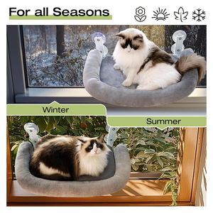 Alféizar de ventana plegable hamaca para gatos, ventosa para ventana de vidrio, colgante de otoño e invierno, hamaca para gatos de peluche, suministros para nidos para mascotas - Product Image 3
