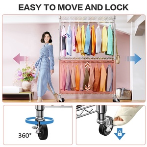 MZG rak Tampilan sepatu dapur tiga lapis, rak mantel berdiri lantai baja karbon gantung dengan gantungan manekin - Product Image 6