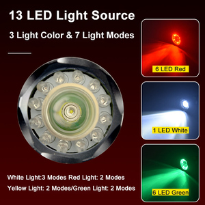 Đèn Pin Siêu Sáng Đèn Pin Sạc Trực Tiếp 7 Chế Độ 3000 Lumens 13 Đèn LED Trắng Vàng Đỏ Xanh Lá Đường Sắt Khẩn Cấp Ngoài Trời - Product Image 3