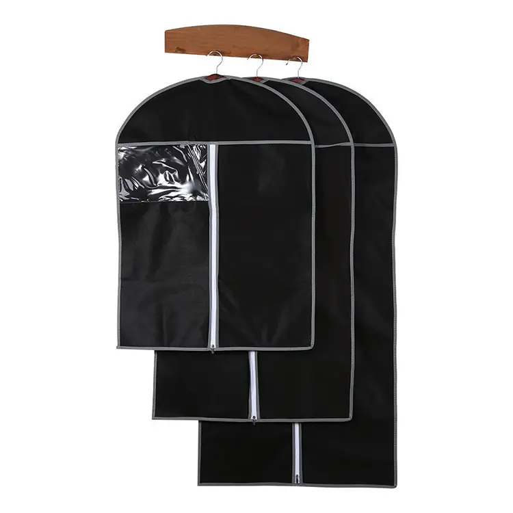 Custom riutilizzabile pieghevole portatile nero antipolvere copri cappotto custodia indumento vestito vestiti a prova di polvere borsa con manico