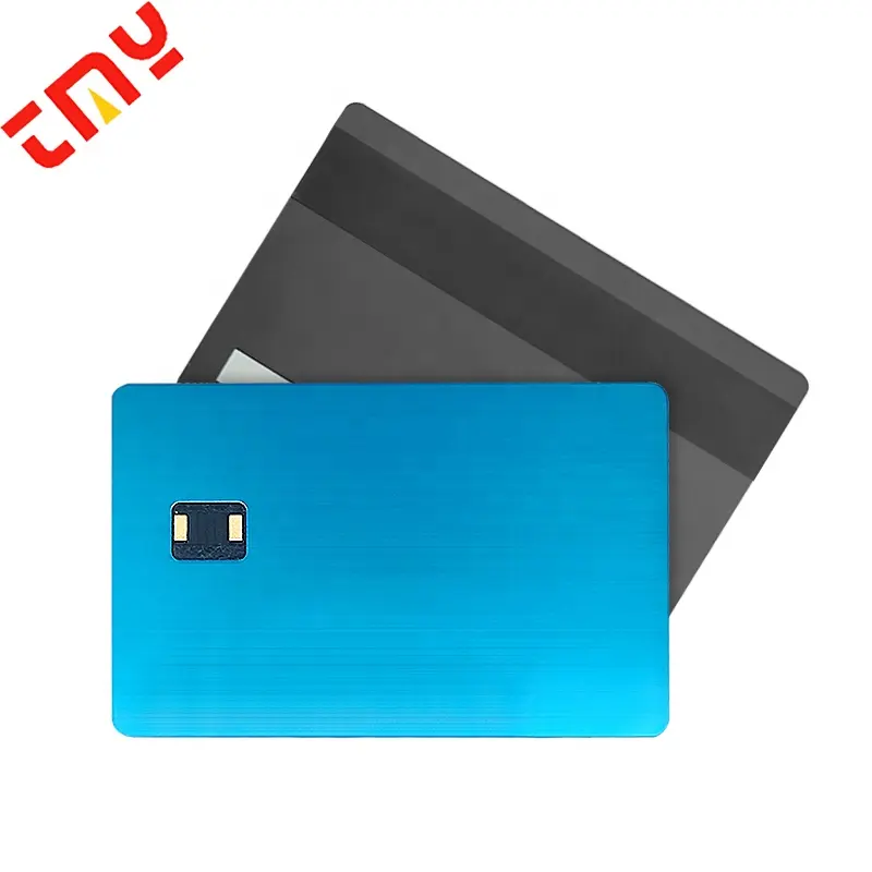 Carta di credito in metallo Nfc con Chip 4442 personalizzato personalizzato blu di alta qualità