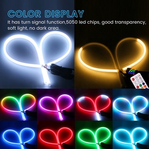 Sequential Flowing Turn Signal Lights 12V Remote Control <strong>RGB</strong> 5050 Car <strong>Led</strong> Flexible Headlight Strip Daytime Running <strong>Led</strong> DRL - Product Image 5