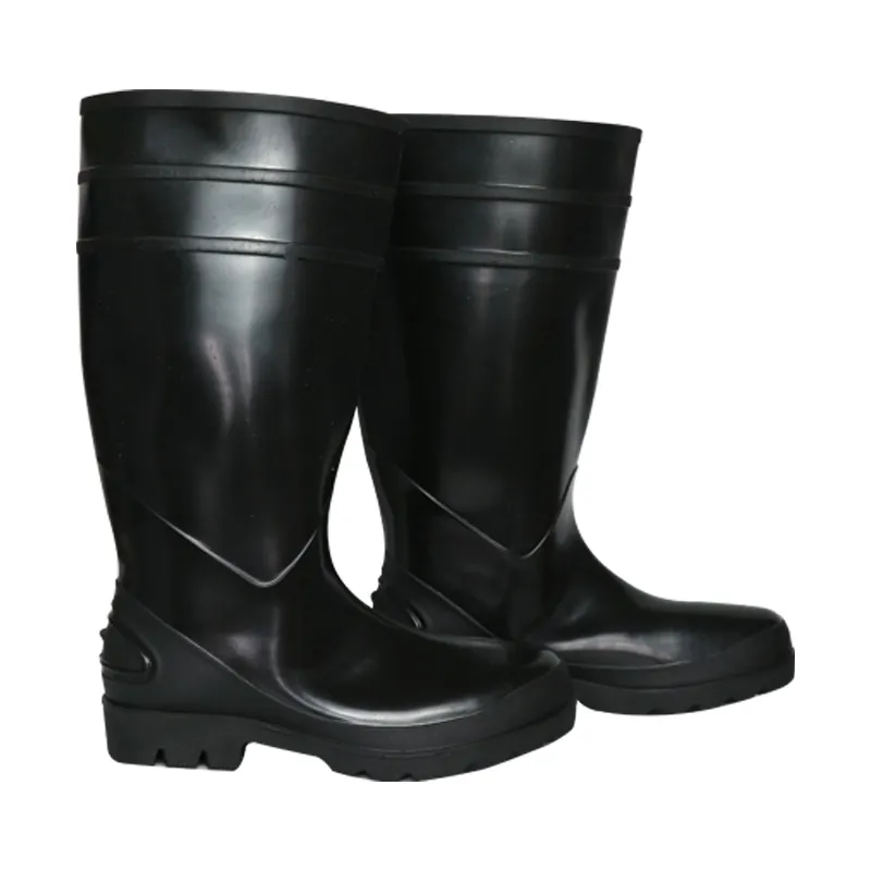 Botas de chuva de segurança amplamente utilizadas, botas impermeáveis de PVC com biqueira de aço